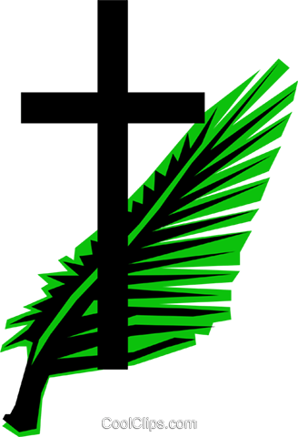 328x480 Cross Amp Palm Branches Royalty Free Vector Clip Art Illustration