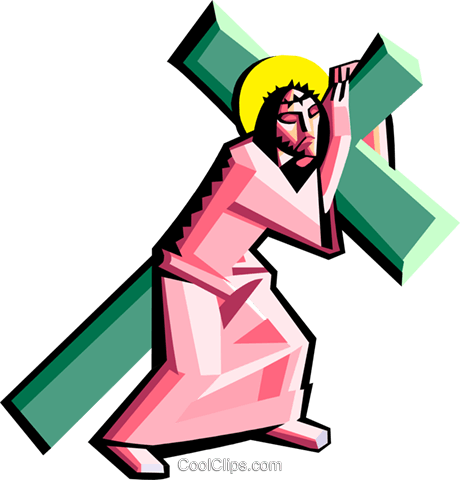 460x480 Jesus Carrying The Cross Royalty Free Vector Clip Art Illustration