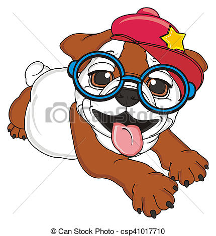 430x470 Puppy Of English Bulldog. Smiling Bulldog With Cool Cap