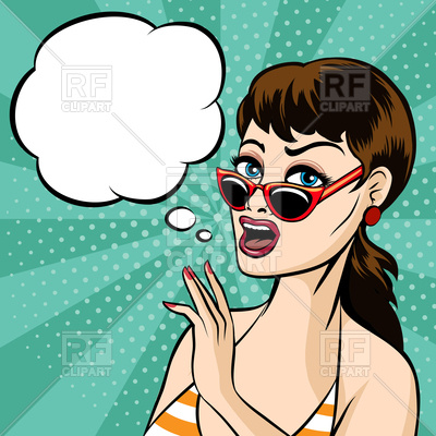 400x400 Pop Art Retro Woman In Glasses With Speech Bubble Royalty Free
