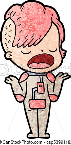 229x470 Cartoon Cool Hipster Girl In Space Suit Vector