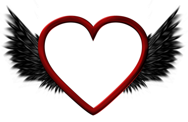 600x391 Red Transparent Heart With Black Wings Png Pictureu200b Gallery