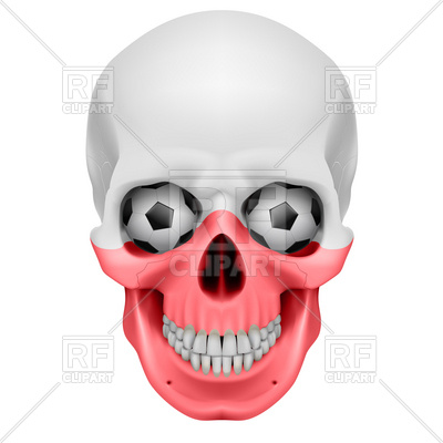 400x400 Human Skull With Soccer Balls For Eyes Royalty Free Vector Clip