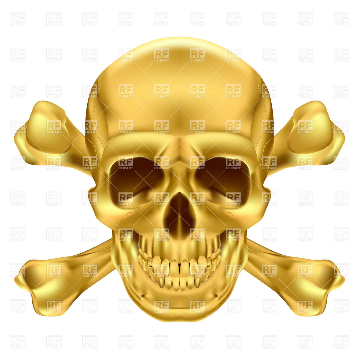 1200x1200 Golden Skull And Crossbones Royalty Free Vector Clip Art Image
