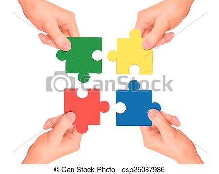 450x357 Cooperation Concept Hands Holding Jigsaw Pieces Over White