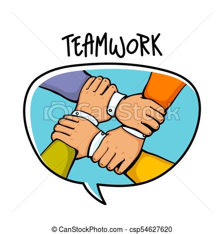450x470 Teamwork Concept. Stack Of Business Hands. Cooperation Vector