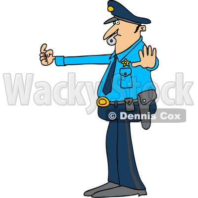 400x400 Clipart Of Cartoon Caucasian Male Police Officer Blowing