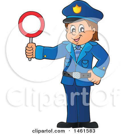 450x470 Clipart Of A Cartoon White Male Police Officer Driving A Car