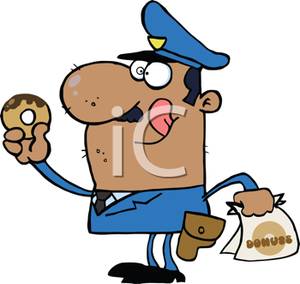 300x284 Royalty Free Clipart Image An African American Cop Mesmerized By