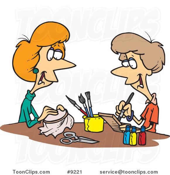 581x600 Royalty Free (Rf) Clip Art Illustration Of Cartoon Women Doing