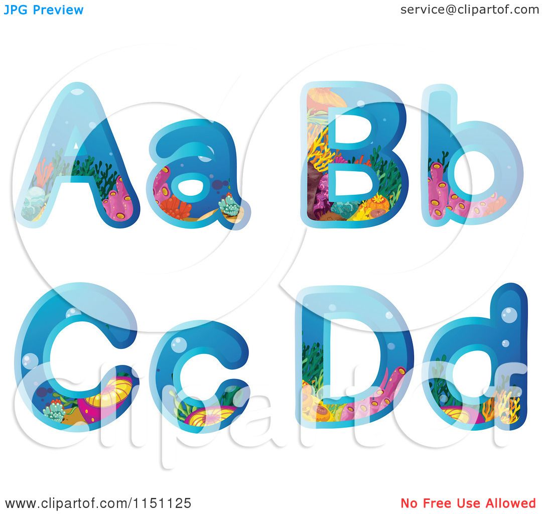 1080x1024 Clipart Of Coral Reef Themed Alphabet Letters A Through D