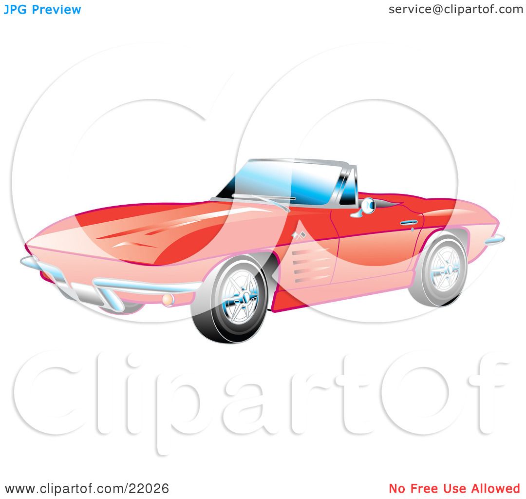 1080x1024 Clipart Illustration Of A Red 1963 Convertible Chevrolet Corvette