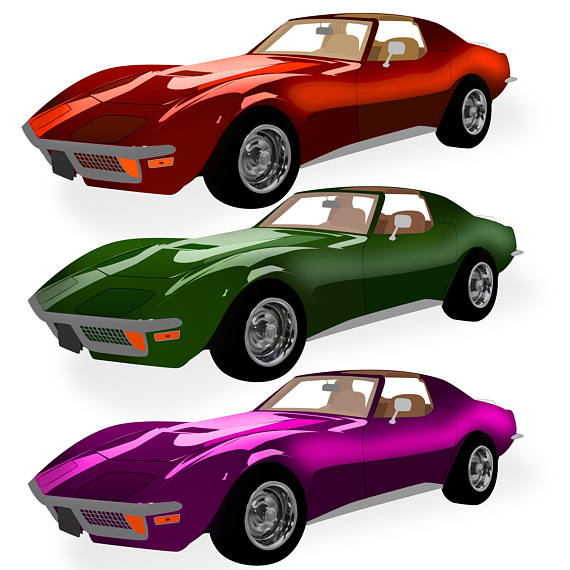 570x570 Corvette Stingray Clipart 6 Colors Instant Digital