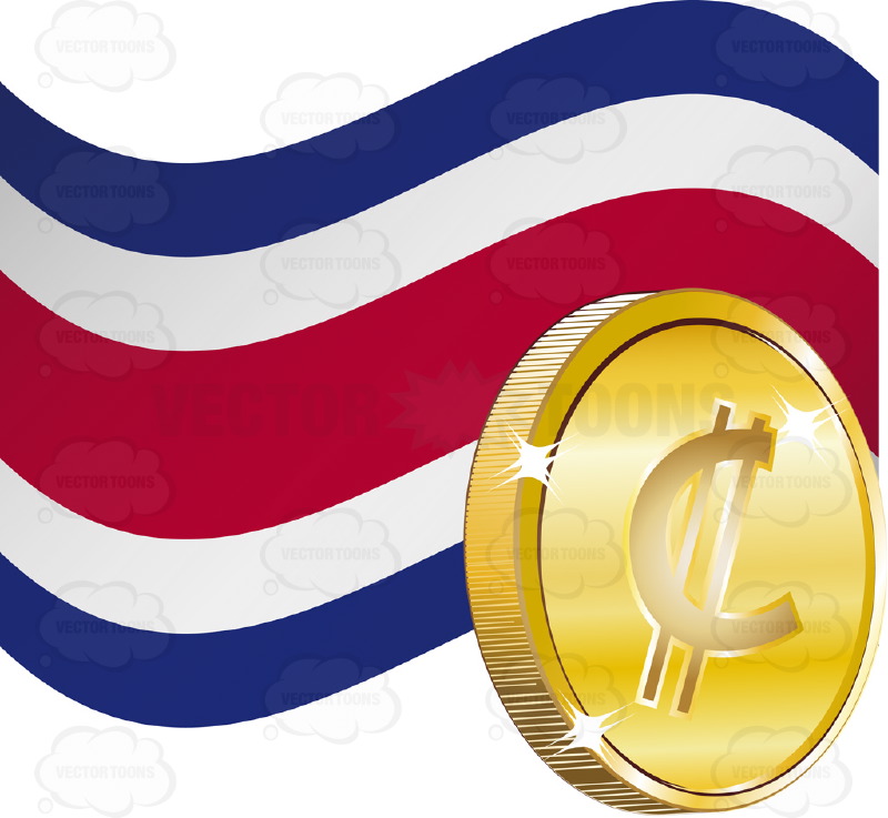 800x737 Costa Rica Flag With Sign On Gold Coin Cartoon Clipart
