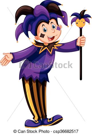 322x470 Jester In Purple Costume Illustration Vector Clip Art