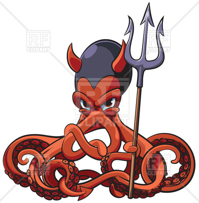 392x400 Octopus In Devil's Costume And With Pitchfork In His Tentacles