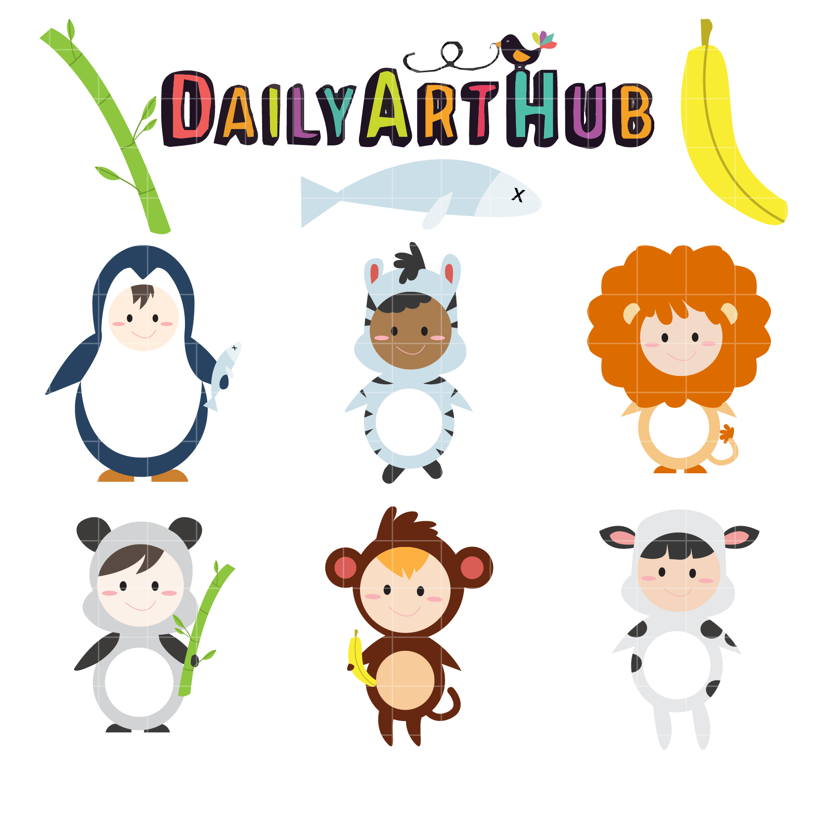 1650x1650 Children Animal Costume Clip Art Set Daily Art Hub Free Clip
