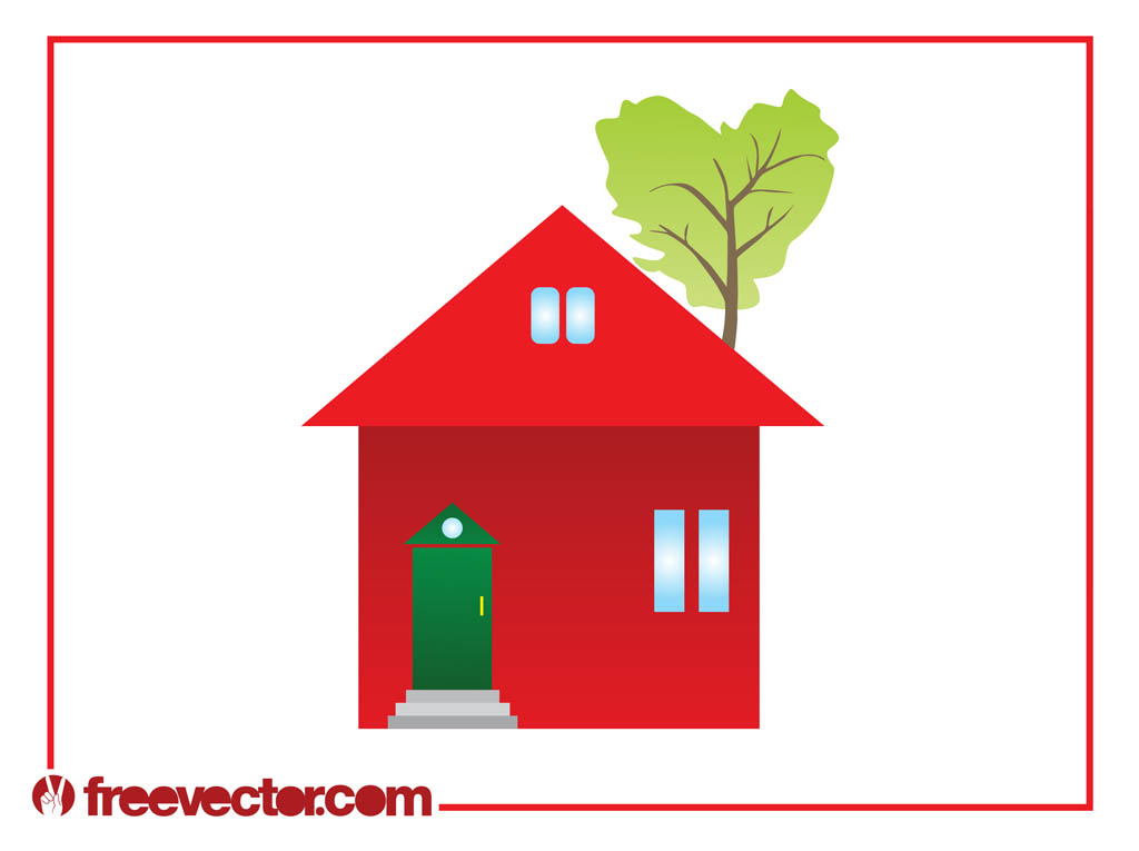 1024x765 Red Cottage Clipart