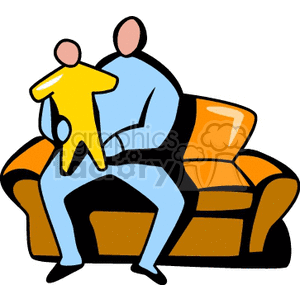 300x300 Royalty Free A Father Sitting On The Couch With His Baby 157509