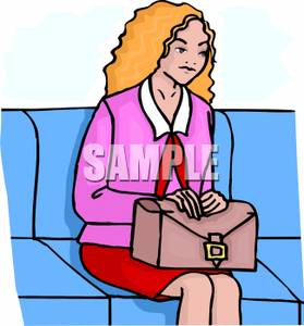 279x300 Clipart Image A Woman Sitting On A Couch Waiting For An Appointment