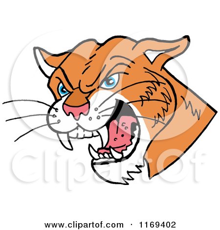450x470 Cartoon Of A Black And White Hissing Cougar Head