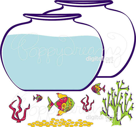 570x530 Fish Bowl Clip Art Pack (300 Dpi) Digital Images Fish Bowl