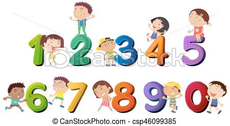 450x248 Happy Children Counting Numbers Illustration Vector