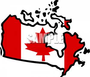 300x259 Clip Art Image A Canadian Flag On The Map Of Canada