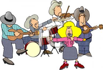 350x239 Cartoon Of A Cowboy Band With A Female Country Singer