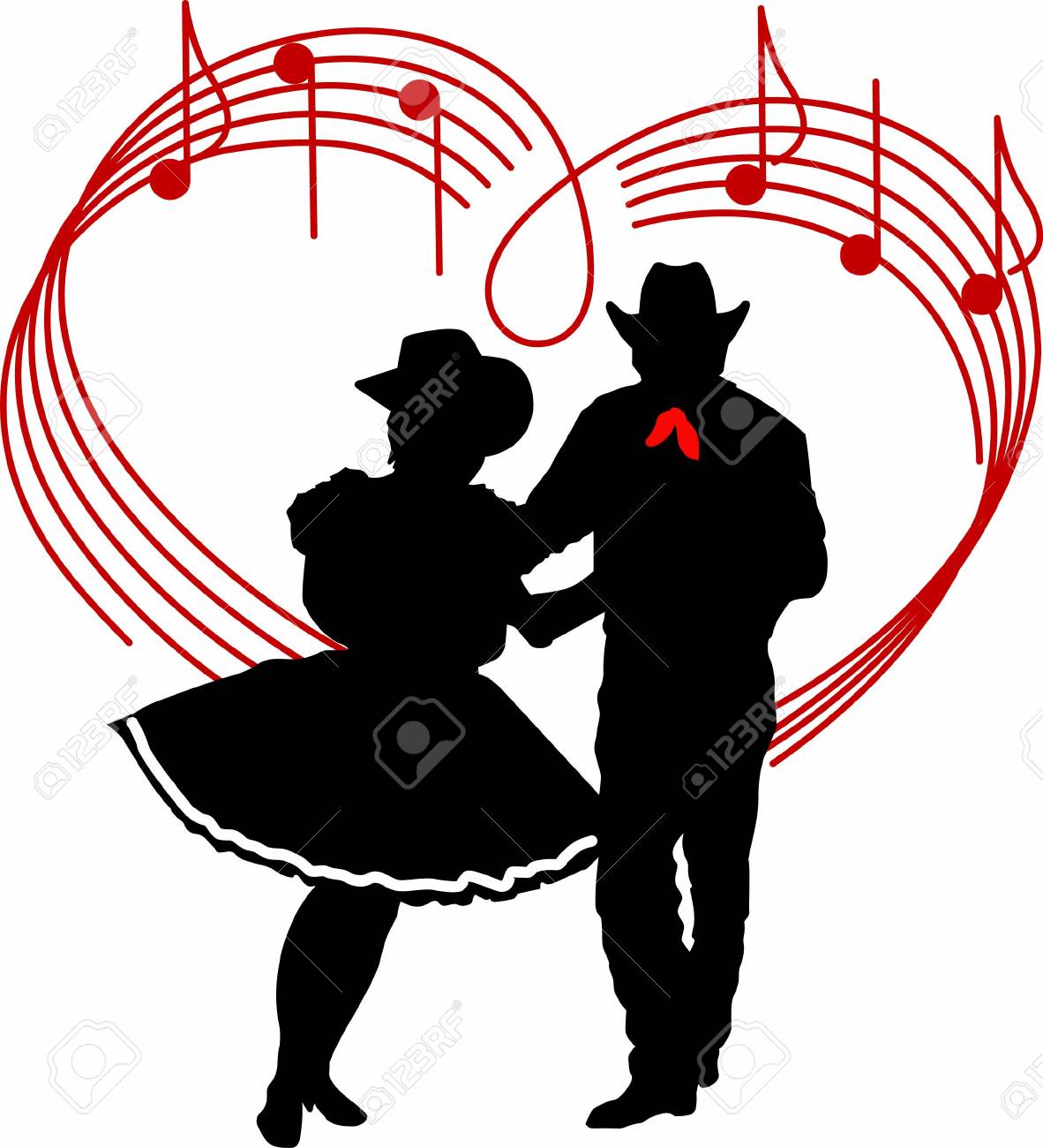 country western couples dancing clipart