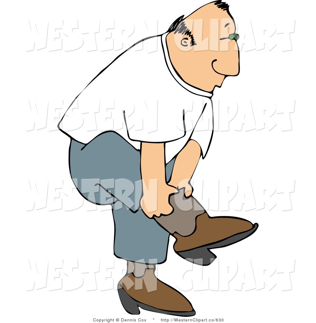 1024x1044 Western Clip Art Of A Country Man Bending And Putting On His