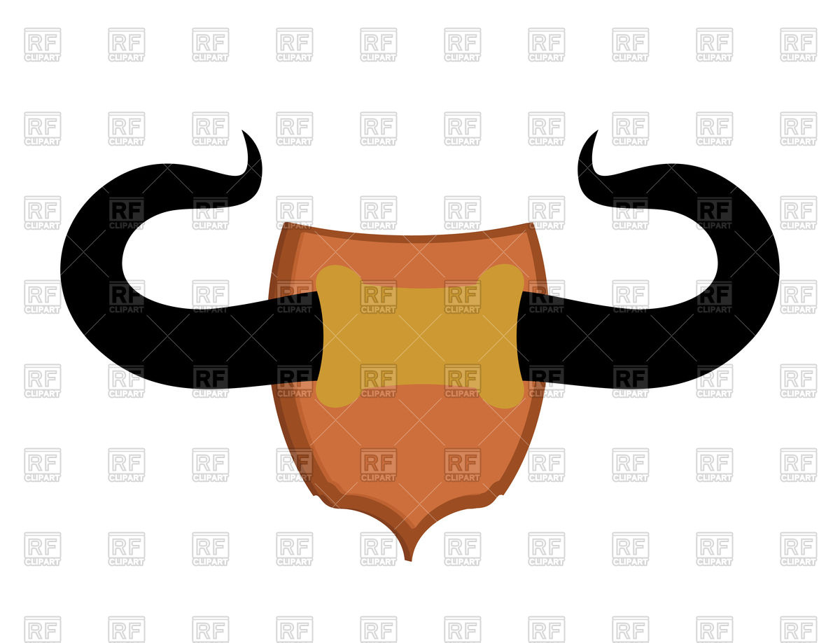 1200x918 Bull Horn Trophy. Buffalo Large Horns. Royalty Free Vector Clip