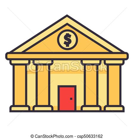 450x470 Bank, Court Of Justice Flat Line Illustration, Concept Clip Art