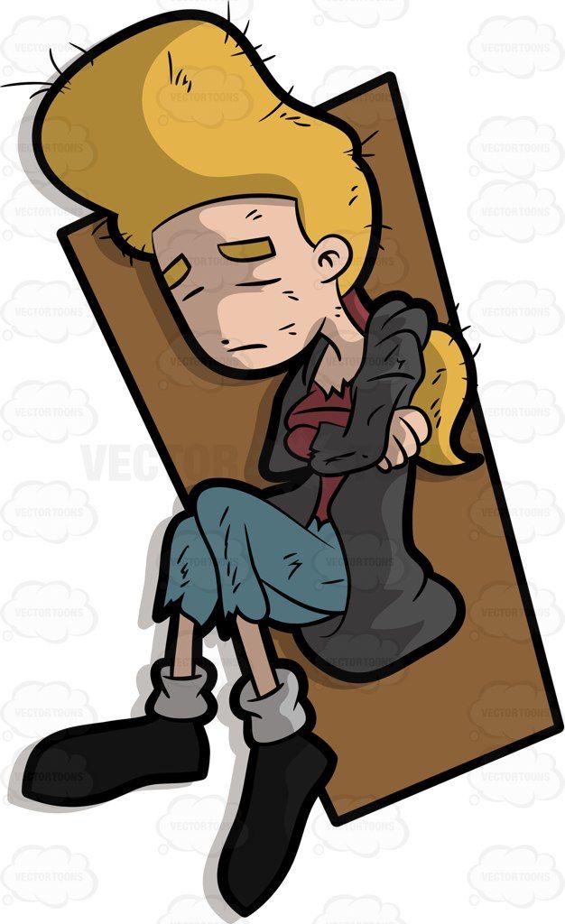 626x1024 A Homeless Man Lies Down To Sleep On A Long Cardboard