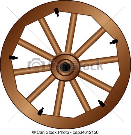 450x465 Wooden Wheel For An Old Wagon. Vintage Wooden Wheel. Clipart