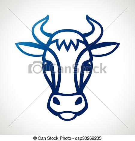 450x470 Cow Head Silhouette Emblem Design On White Background. Vector