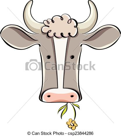 416x470 Cow Head. Cow Head Vector Cartoon Style Illustration. Vector