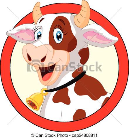 440x470 Vector Illustration Of Happy Cartoon Cow Vector Clip Art