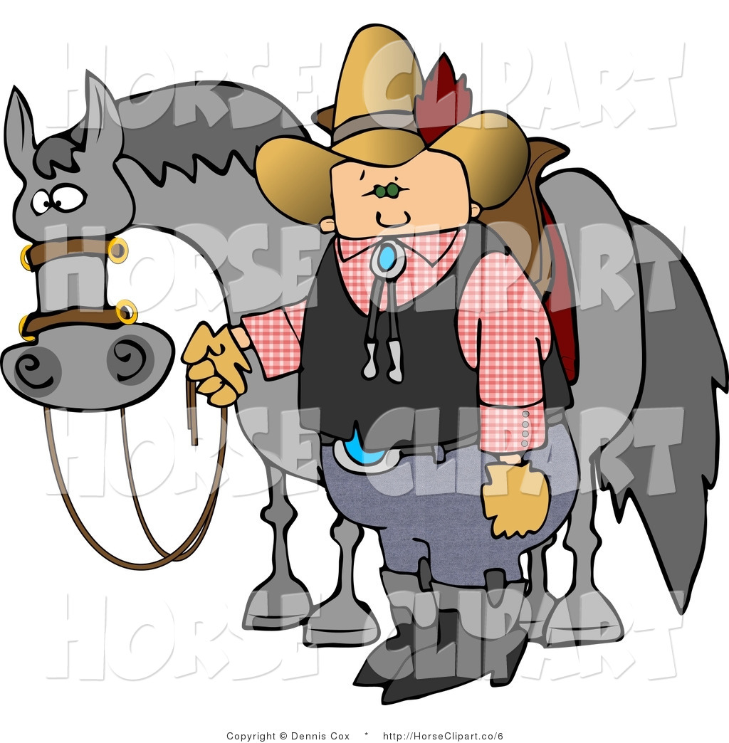 1024x1044 Clip Art Of A Cowboy Standing By A Horse By Djart