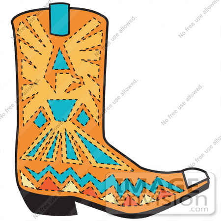 450x450 Royalty Free Cartoon Clip Art Of An Orange Aztec Style Cowboy Boot