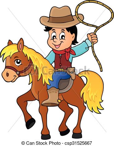 367x470 Cowboy On Horse Theme Image 1 Clip Art Vector