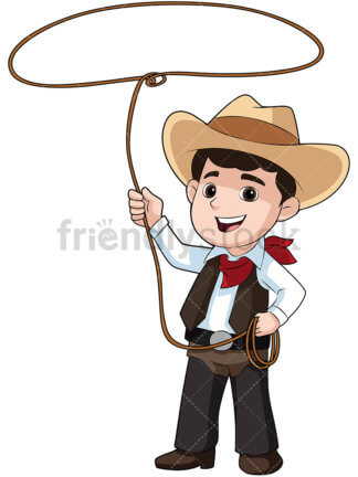 324x432 Cute Kid Wearing Cowboy Hat Cartoon Vector Clipart