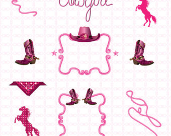 340x270 Western Cowgirl Pink And Grey Clipart Graphics High Resolution
