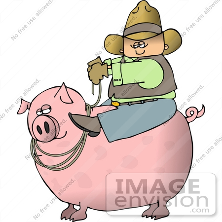 450x450 Cowboy Riding A Pig Instead Of A Horse Clipart