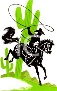 221x350 Silhouette Of A Cowboy With A Lariat And Cactus