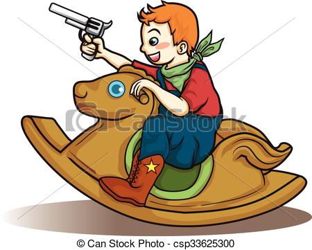 450x361 Little Cowboy Riding Rocking Horse Vector Clipart