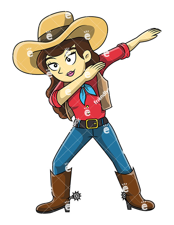 585x755 Dabbing Cowgirl Vector Cartoon Clipart