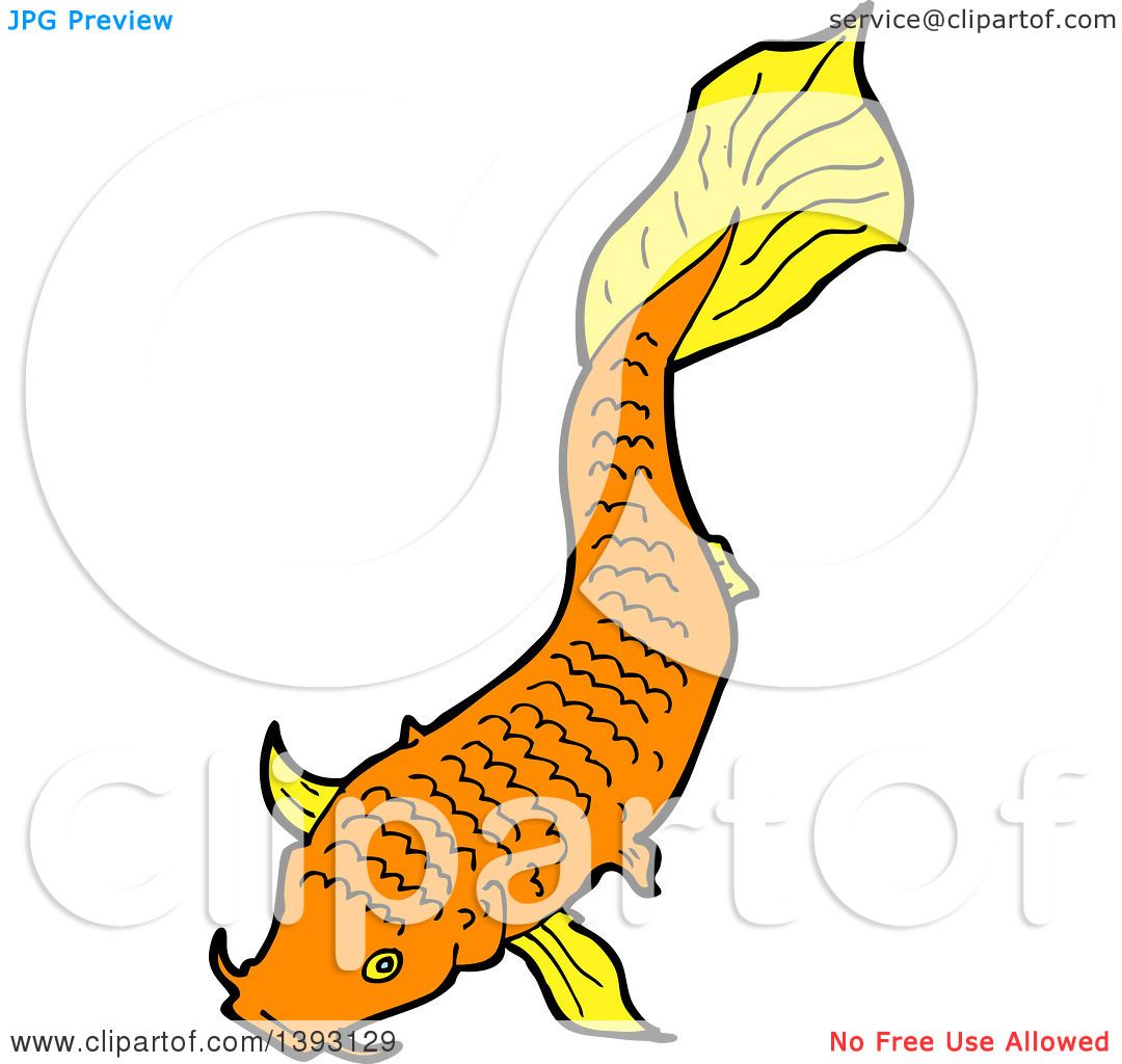 1080x1024 Clipart Of An Orange Koi Carp Fish