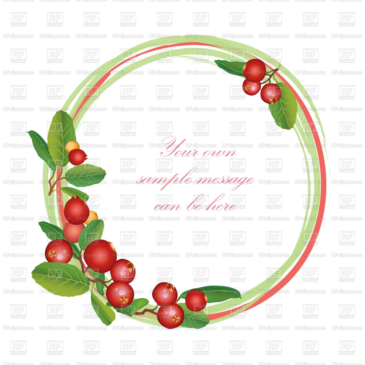 1200x1200 Cranberry Summer Circle Frame Royalty Free Vector Clip Art Image
