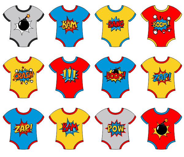 600x513 Baby Superhero Onesies Clip Art, Superhero Comic Book Onesies Boom